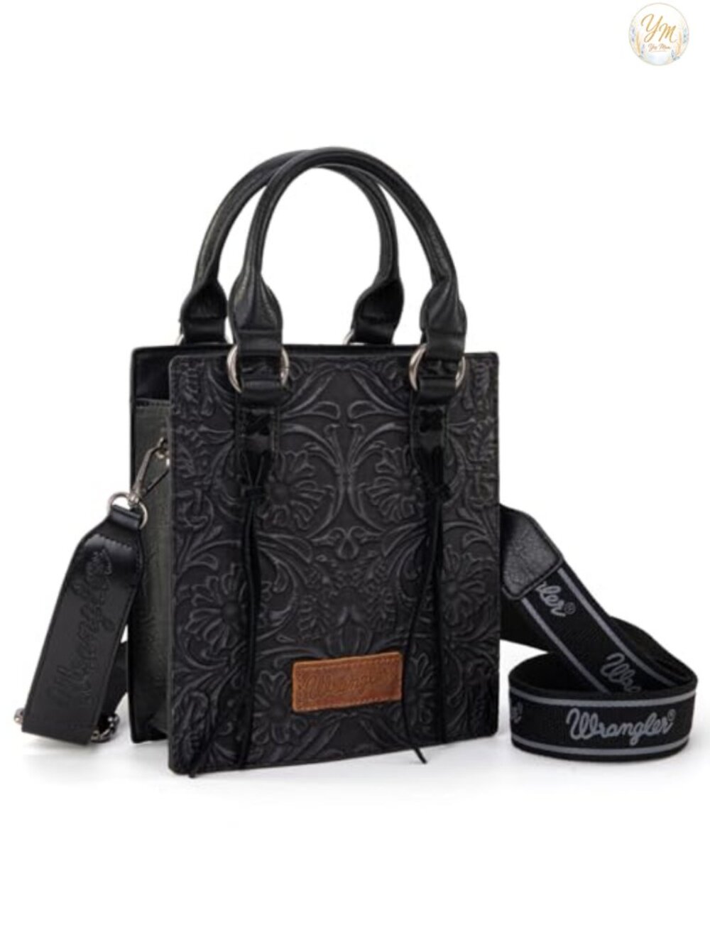 Vegan Leather Western Crossbody Purse with Tooling Fringe Embossed Carvings Top